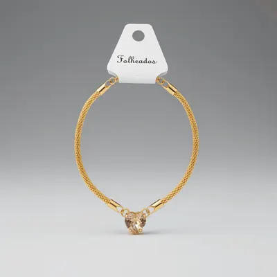 Pulseira Tricô Zircônia Rosa Folheado 18k