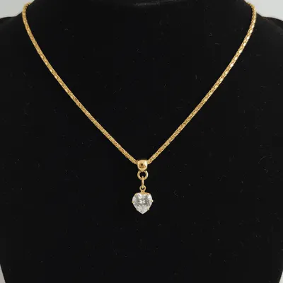 Colar Zircônia Coração Cristal Folheado Ouro 18k