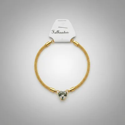 Pulseira Tricô Zircônia Azul Folheado Ouro 18k