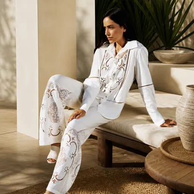 Conjunto linho bordado riviera 