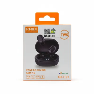 Fone de ouvido BT Kaidi KD-7101 Preto 