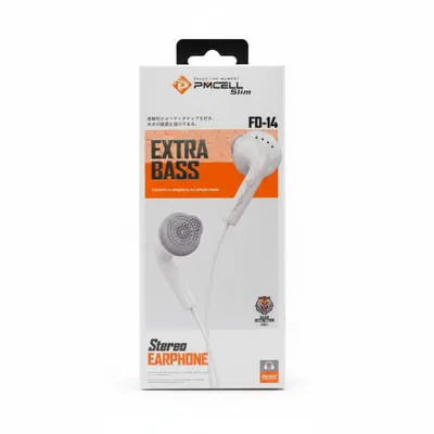 Fone de Ouvido Slim Extra Bass PMCELL FO-14 — Som potente e graves profundos