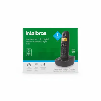 Telefone Sem Fio Digital Intelbras TS2510 - Conforto e eficiência em suas chamadas.