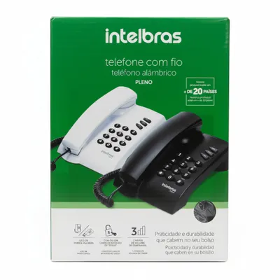 Telefone com Fio Intelbras Pleno sem Chave Preto - Comunicação clara e eficiente.