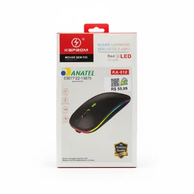 Mouse Sem Fio RGB Recarregável Kapbom KA-618