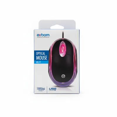 Mouse Óptico com Fio USB Exbom MS-9 - Precisão e conforto para suas tarefas diárias.