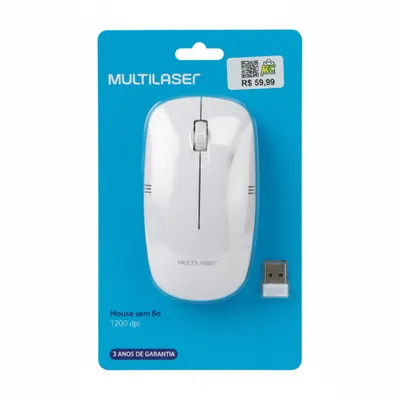 Mouse sem fio Multilaser Branco MO286