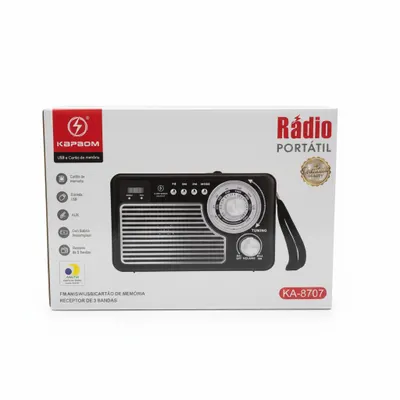 Rádio AM/FM Kapbom KA-8707: Sintonize suas estações favoritas com qualidade de som clara e confiável.