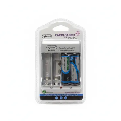 Carregador de Pilhas + 2 pilhas AA  Knup KP-511A