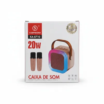 Caixa de Som portátil  20W com Microfones Kapbom KA-8710