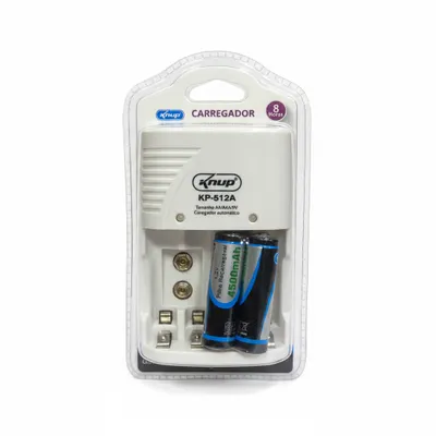 Carregador de pilha com 2 pilhas AA Knup KP-512A