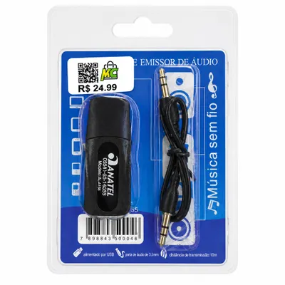 Adaptador Bluetooth USB P2 Áudio Stereo - Transforme seu carro em um ambiente de áudio sem fio.