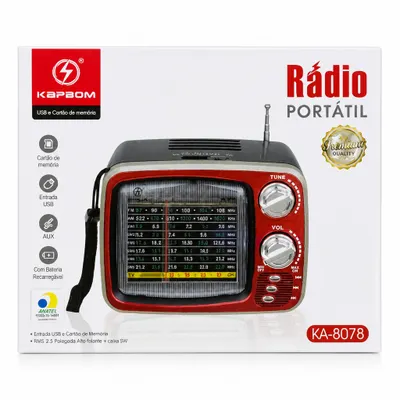 Rádio Portátil Retrô Bluetooth AM/FM Ka-8078 