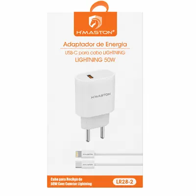 Carregador completo para iPhone Tipo C para Lightning H’maston 50W LR28-2