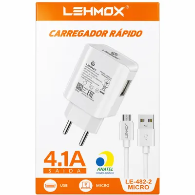 Carregador V8 Lehmox 4.1A LE-482-2 