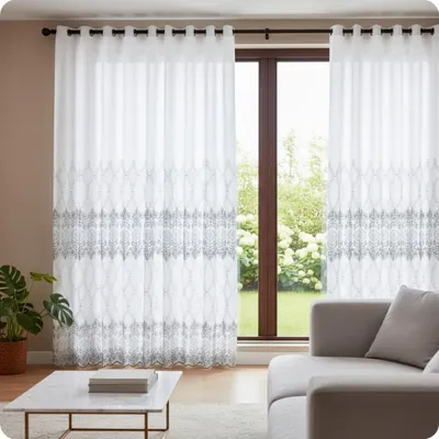 Cortina de Linho Bordada (PORTA) 2,60m X 3,00m