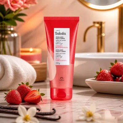 Esfoliante para o Corpo Tododia Morango e Baunilha Dourada 190g - Natura