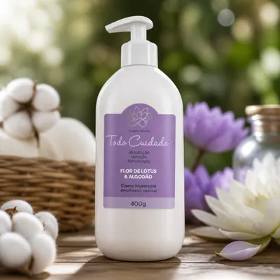 Creme Hidratante Desodorante Corporal Flor de Lótus e Algodão Todo Cuidado Mais Abelha Rainha 400g