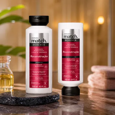 Kit Match Science Reconstrução O Boticário (Shampoo 300ml + Condicionador 280ml)