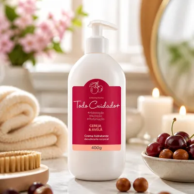 Todo Cuidado Mais Creme Hidratante Desodorante Corporal Cereja e Avela 400g