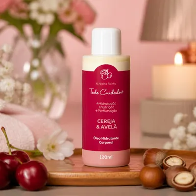 Óleo Corporal Cereja e Avelã Todo Cuidado Abelha Rainha 120ml