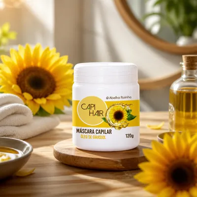 Máscara Capilar Óleo de GirassolMáscara Capilar Óleo de Girassol Capi Hair Abelha Rainha 120g