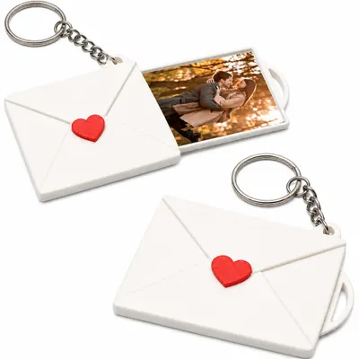Chaveiro Envelope Coração Com Placa Deslizante
