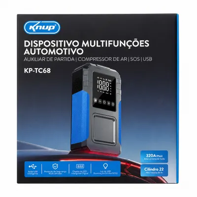 Kit Auxiloiar de Partida + Compressor Veicular Portátil