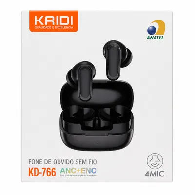 Fone de Ouvido Sem Fio Bluetooth Preto Kaidi KD-766