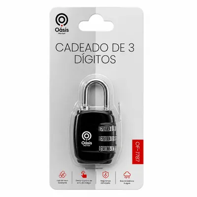 Cadeado de Senha 3 Dígitos Óasis OIF7787
