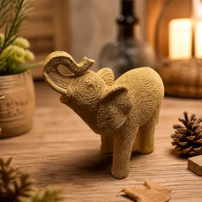 ESTÁUTA ELEFANTE CROCHE TROMBA PARA CIMA