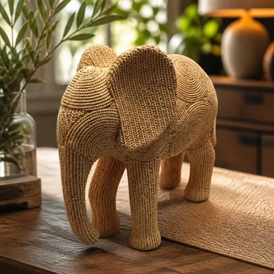 ESTÁUTA ELEFANTE CROCHE TROMBA PARA BAIXO 