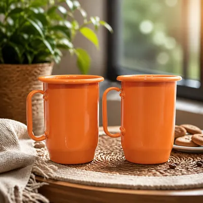 COPO COM ALÇA EM ALUMÍNIO - LARANJA - 420ML