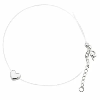 Chocker fio de nylon com pingente coração diamantado
