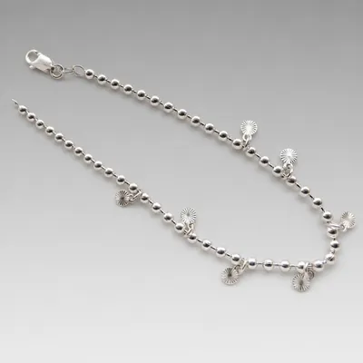 Pulseira bolinhas grossas com pingentes 19 cm