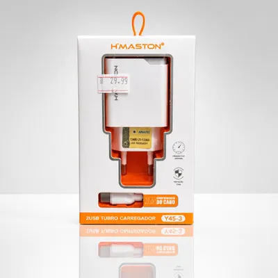 H'Maston Carregador Turbo Y45-3 2 USB Cabo 1m tipo C