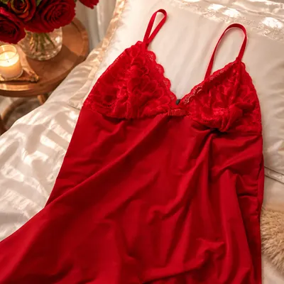 Camisola de Renda Vermel tamanho g tamanho gha