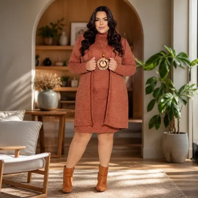 Vestido Curto Com Cardigã