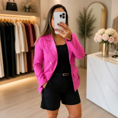 Blazer Alfaiataria Com Botões Dourados