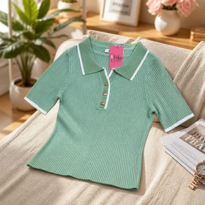 Blusa Polo Modal com botões cromados
