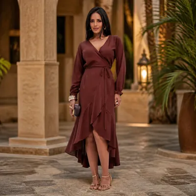 Vestido Envelope Manga Longa