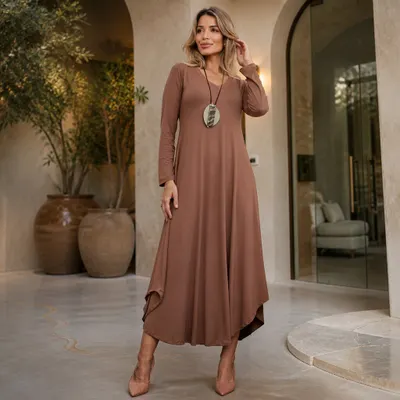 Vestido Ágatha Longo Manga Longa