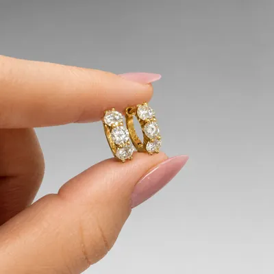 Brinco Argola Triplo Moissanite 4mm