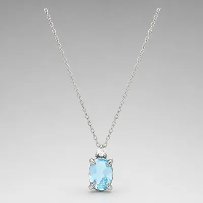 Colar Trillion Topázio Azul e Moissanite 