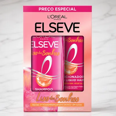 Shampoo Elseve kit 375 ml Liso dos sonhos + condicionador 170ml liso dos sonhos 