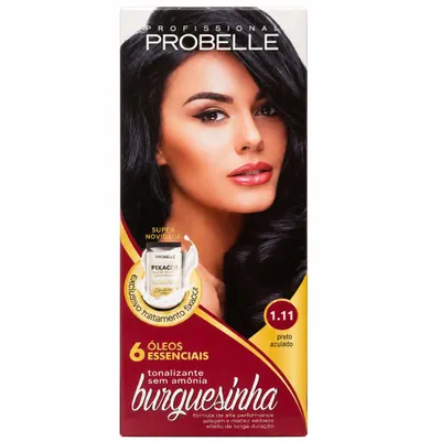  Coloraçao Probelle 1.11 Preto Azulado  Burguesinha tonalizante sem amônia 