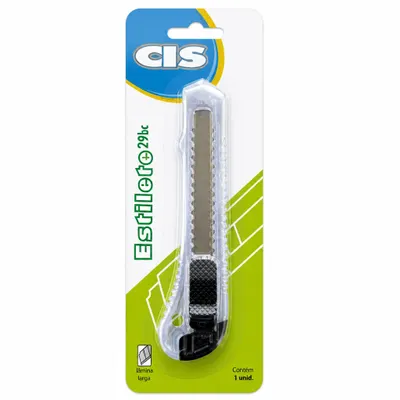 ESTILETE LARGO 18MM SIMPLES - BLISTER - CIS