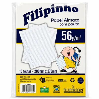 PAPEL ALMAÇO FILIPINHO 56G - 20MM X 275MM - 15 FOLHAS - FILIPINHO