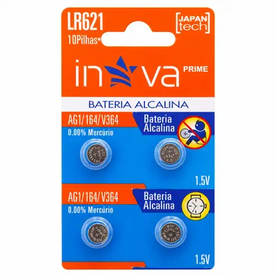 BATERIA ALCALINA LR621 - CARTELA COM 2 UNIDADES - INOVA