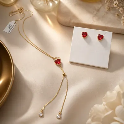 Conjunto coração banhado no ouro